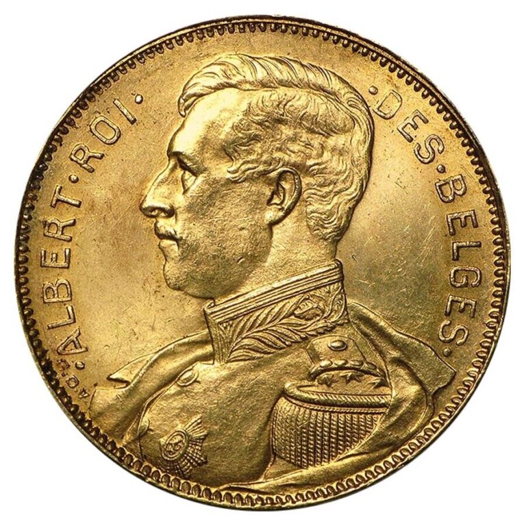 Read more about the article 1914 Belgium Gold 20 Francs Albert I Avg Circ AGW .1867 oz