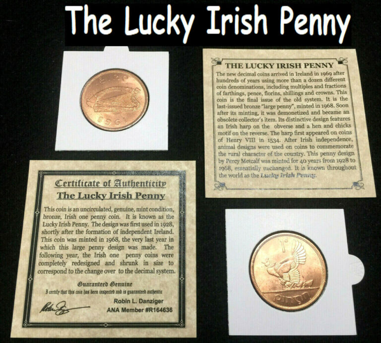 Read more about the article Lucky Irish Penny Minted In Random UNC COA-History and Coin Holder  Album Included