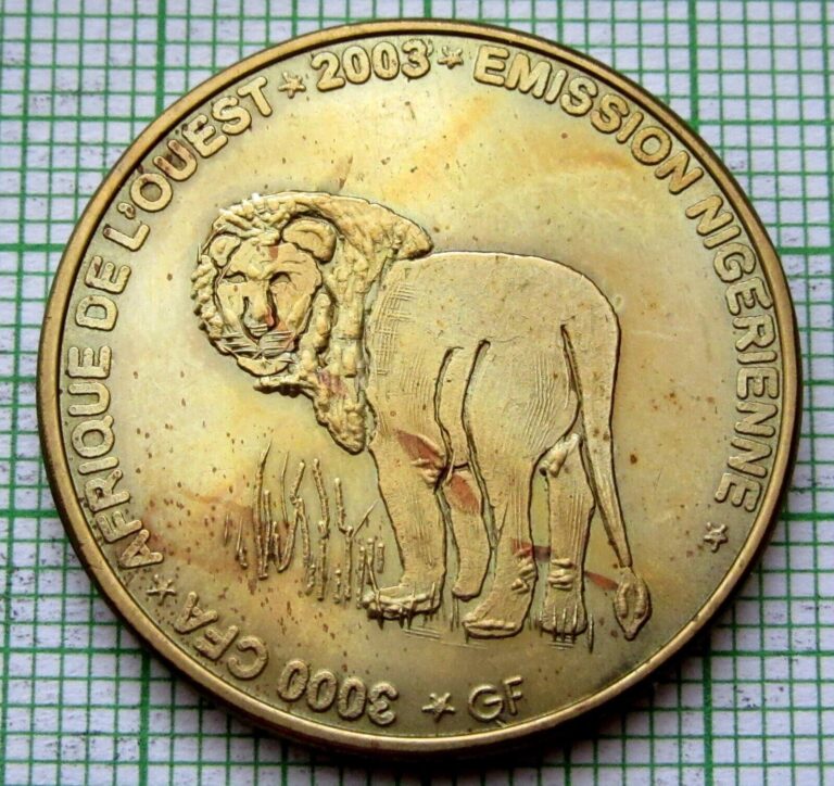 Read more about the article NIGER 2003 2 AFRICA or 3000 CFA COIN  LION  IDAO COINAGE