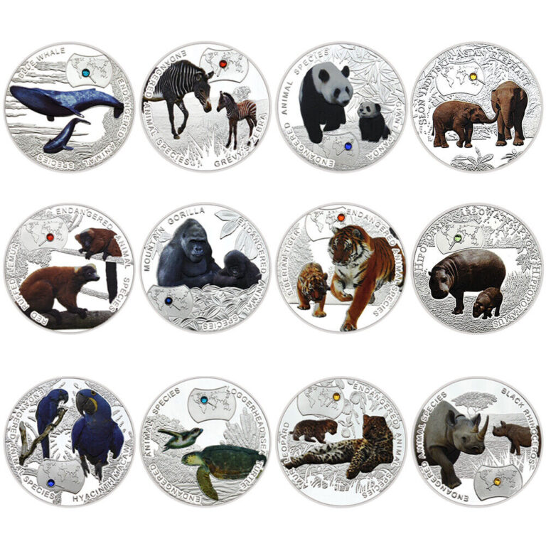 Read more about the article 12pcs/set 2014 Endangered Animal Species Zambia Silver Coin 1000 KWACHA Medal