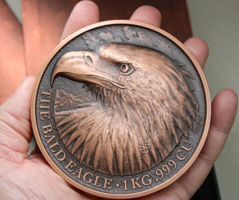 Read more about the article 2022 ~ 1 Kilo Copper ~ Bald Eagle ~ 1 500 Francs coin Cuivre ~ Benin HIGH RELIEF