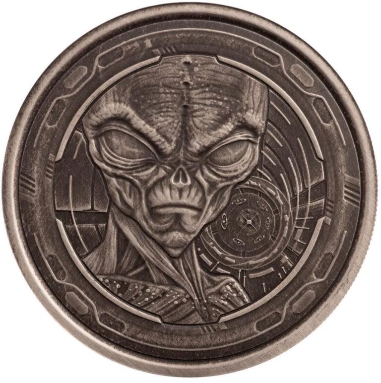 Read more about the article 2022 1oz .999 Silver Coin – Ghana Alien Antique Silver Coin #A547