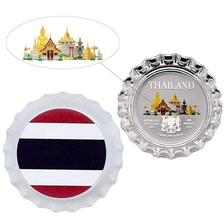 Read more about the article 2022 Chad 6 gram World Landmarks – Thailand Bottle Cap Proof Silver Coin In Cap