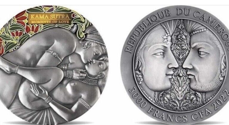 Read more about the article Kama Sutra IV Moments of Love 3 oz Antique finish Silver Coin CFA Cameroon 2022