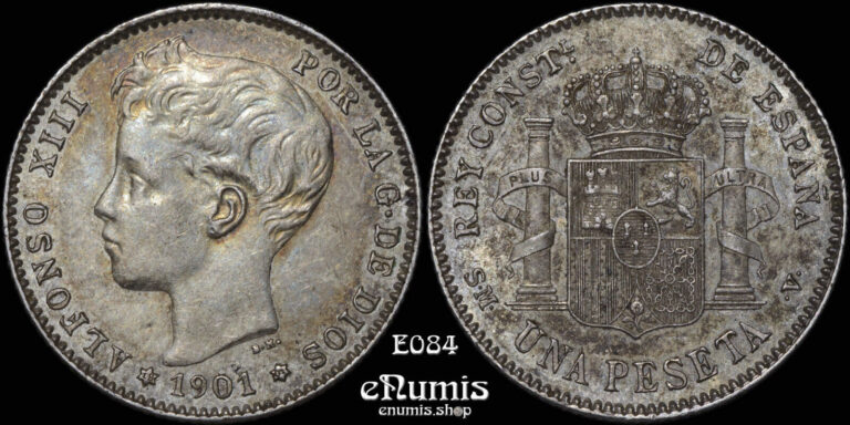 Read more about the article SPAIN  Alfonso XIII  1 Peseta 1901 SM-V  nicely toned  aUNC