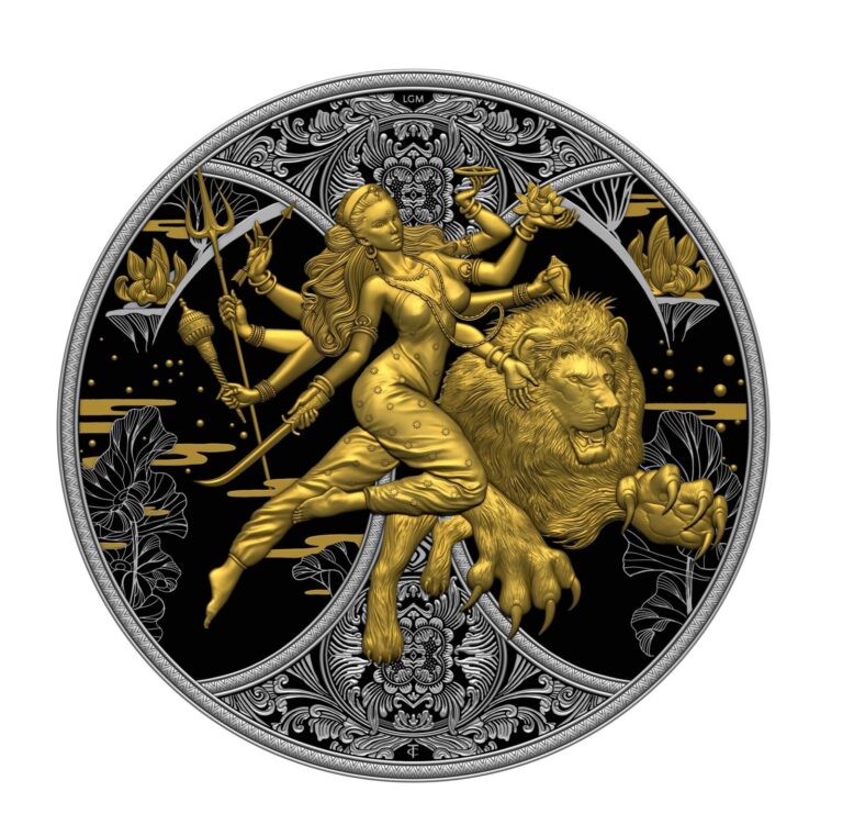 Read more about the article 2024 Cameroon Durga Ruthenium Dark Gilded 1 oz Silver Coin mintage 999