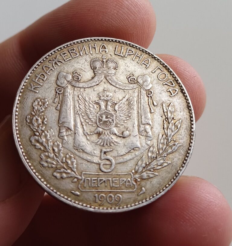 Read more about the article 1909 Montenegro Principality 5 Perpera silver coin Knjaz Nicholas I