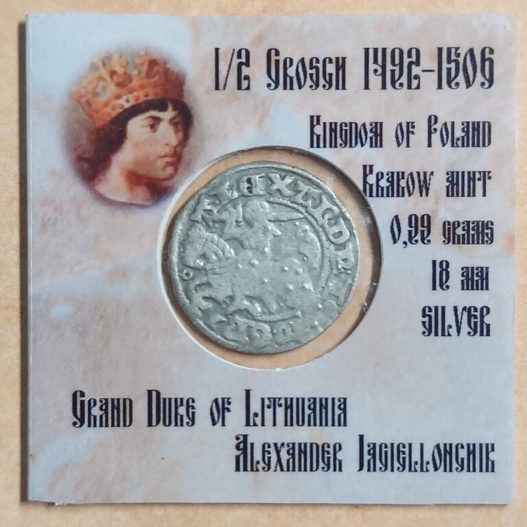 Read more about the article 1492 – 1506 1/2 Grosh Kingdom of Poland Alexander Yangelonchik – Silver #150