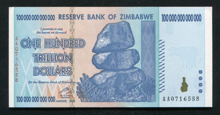 Read more about the article 2008 100 TRILLION DOLLARS RESERVE BANK OF ZIMBABWE  AA P-91 GEM UNCIRCULATED