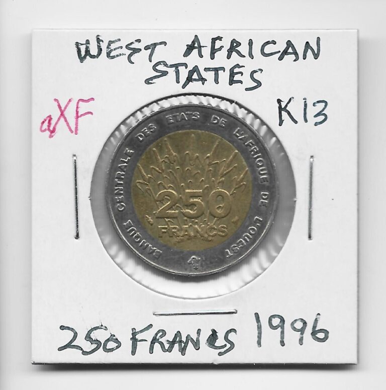 Read more about the article West African States 250 Francs 1996 K13 Sawfish and Map Bimetal Coin Obsolete Type