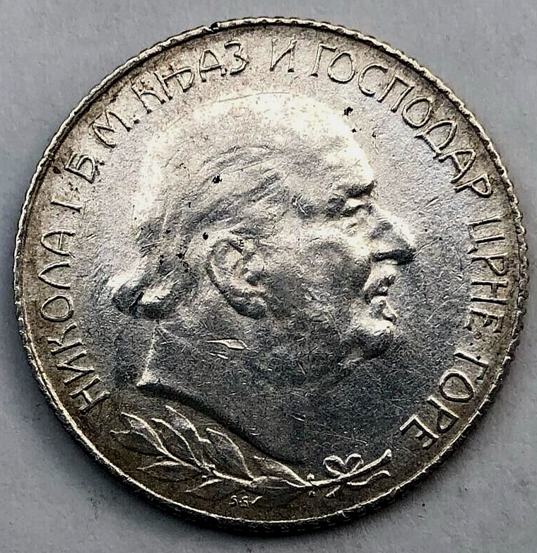 Read more about the article Montenegro  1909  1 Perper  Silver  Last King Nicholas I  UNC coin  High Grade !