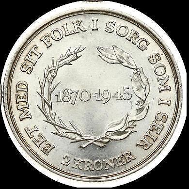 Read more about the article Denmark 1945  2 kroner Old world silver coin  #4358 BU