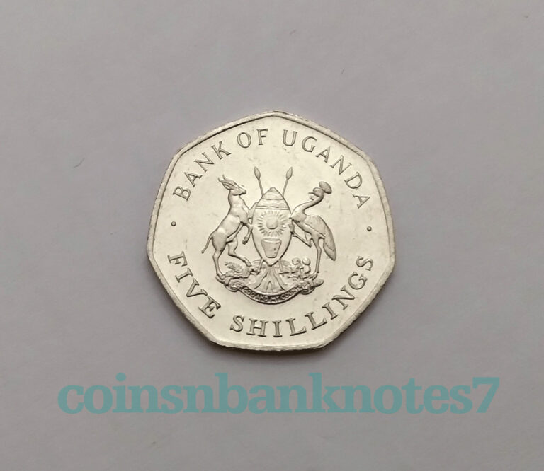 Read more about the article 1987 Uganda 5 Shillings Coin  KM #29 Uncirculated / 7 sided