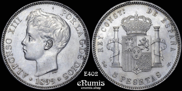 Read more about the article SPAIN  Alfonso XIII  5 Pesetas 1899 SG-V  UNC
