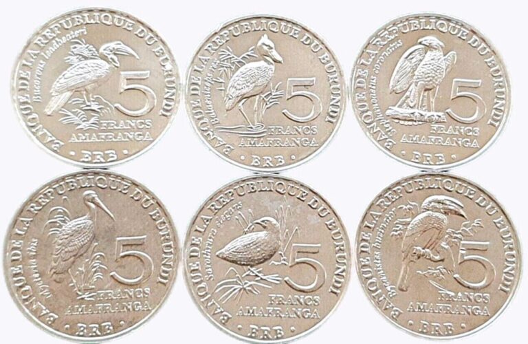Read more about the article BURUNDI Different 6 Coins SET 5 Francs 2014  UNC  BIRD