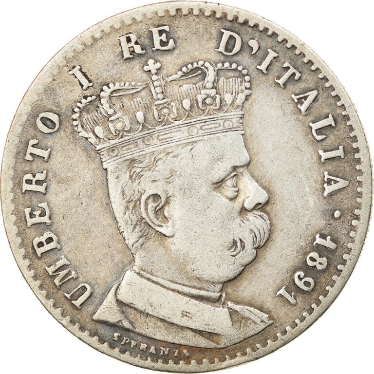 Read more about the article [#876000] Coin  Eritrea  Umberto I  Lira  1891  Roma  EF  Silver  KM:2