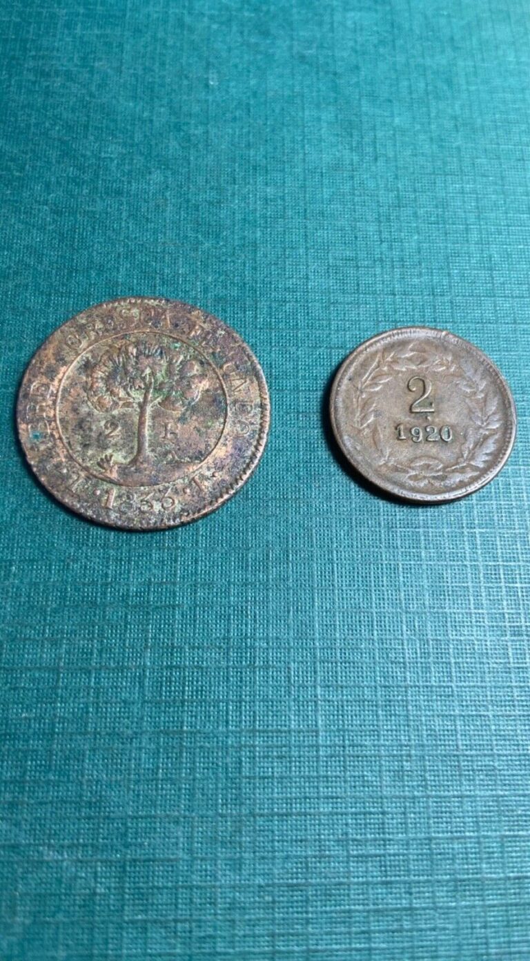 Read more about the article 2 Piece Honduras Coin Set 1833 T-F 2 Real With Beautiful Toning  1920 2 Centavo