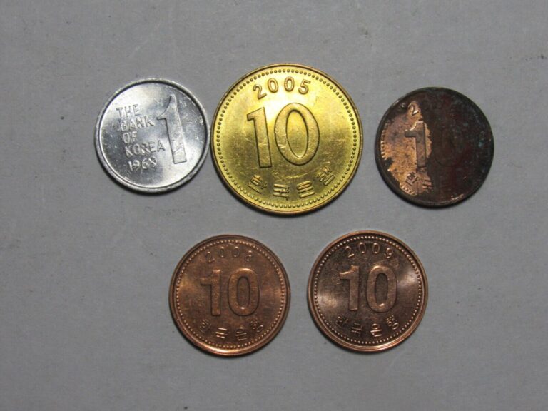 Read more about the article Lot of 5 Different South Korea Coins – 1969 to 2009 – Circulated and BU