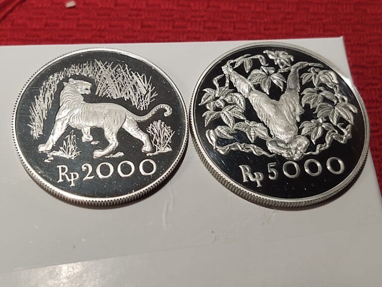 Read more about the article 1974 Indonesia Silver Proof Tiger/Orangutan Coins-Incredible Cameo as Pictured!