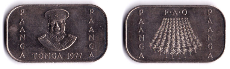 Read more about the article 1977  Tonga 1 Pa’anga – Taufa’ahau Tupou IV FAO Special Big Coin