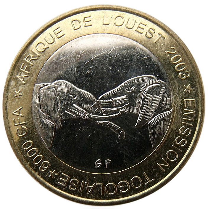 Read more about the article TOGO 6000 CFA FRANCS – 4 AFRICA 2003 KM#20 ELEPHANT FIGHTING BIMETAL BIMETALLIC