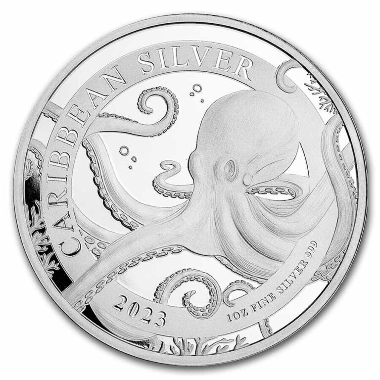 Read more about the article 2023 Barbados 1 oz Silver Caribbean Octopus BU