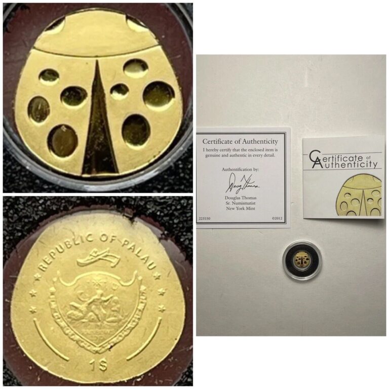 Read more about the article Republic of Palau .5 grams 9999 Fine Gold Ladybug $1 Coin New York Mint COA
