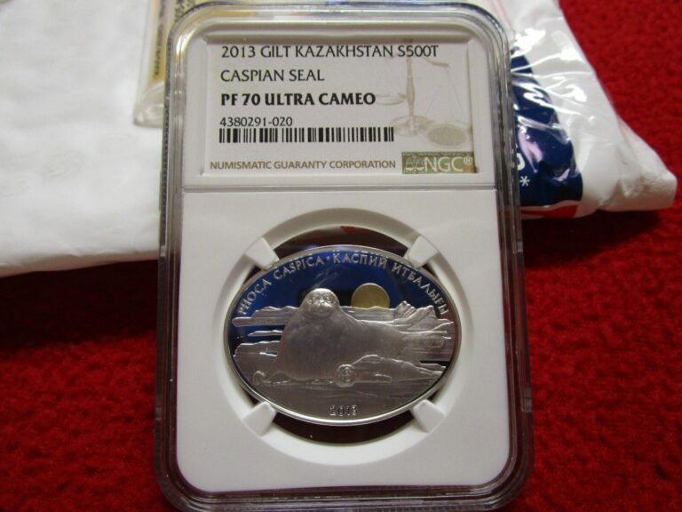 Read more about the article 2013 Kazakhstan Caspian seal NGC PF70 Animals Fauna RedBook 24k .925 Silver coin
