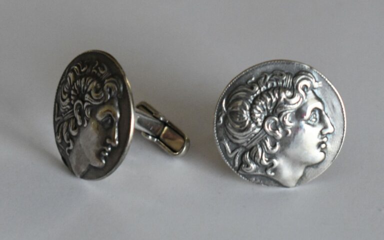 Read more about the article Alexander The Great Lysimachos coin Silver Cufflinks – Macedonia King – Vergina