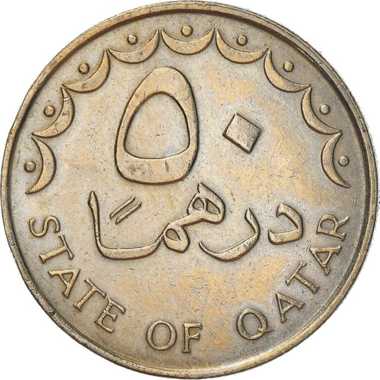 Read more about the article Qatar 50 Dirhams Coin | Khalifah | Hamad | Dhow | Ship | Qatar | 1973 – 1998