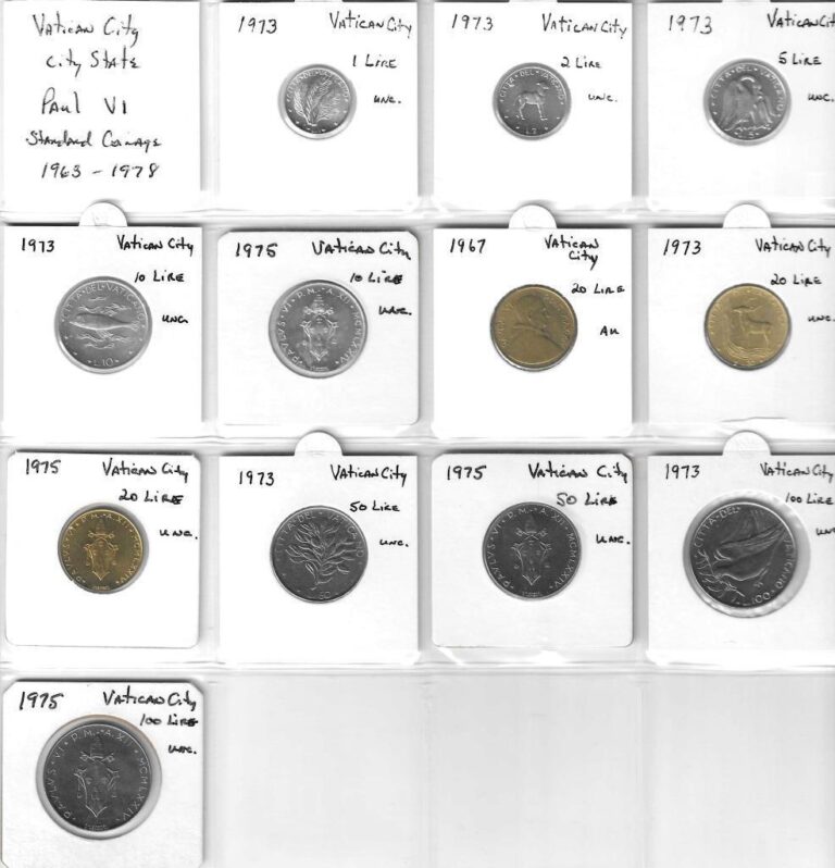 Read more about the article WORLD COINS – VATICAN CITY – POPE PAUL VI – 1963-1978 – 11 COINS UNC. and 1 AU