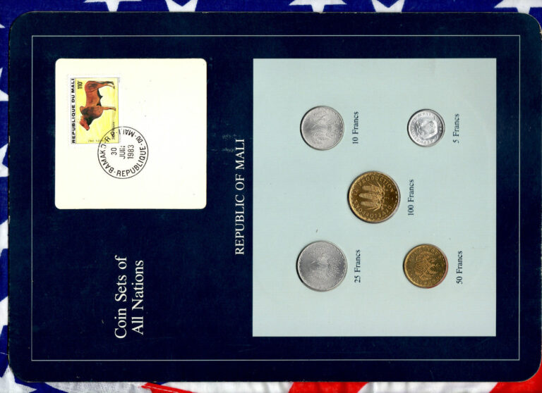 Read more about the article Coin Sets of All Nations Mali w/card 5 coin 1961-1977 10  25 Francs 1976 UNC