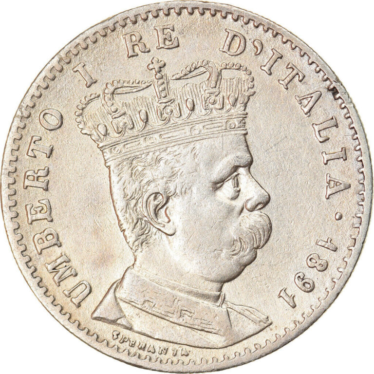 Read more about the article [#905377] Coin  Eritrea  Umberto I  Lira  1891  Roma  AU  Silver  KM:2