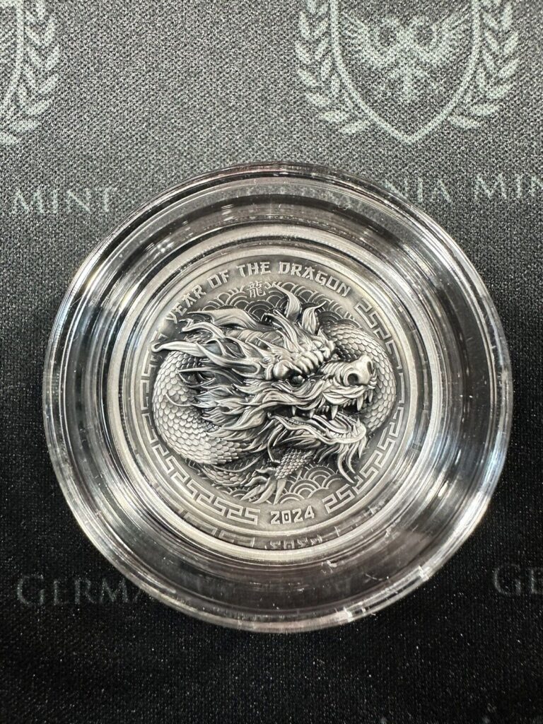 Read more about the article 2024 Fiji Year of the Dragon UHR Antiqued 1 oz Silver Coin with Mintage of 999