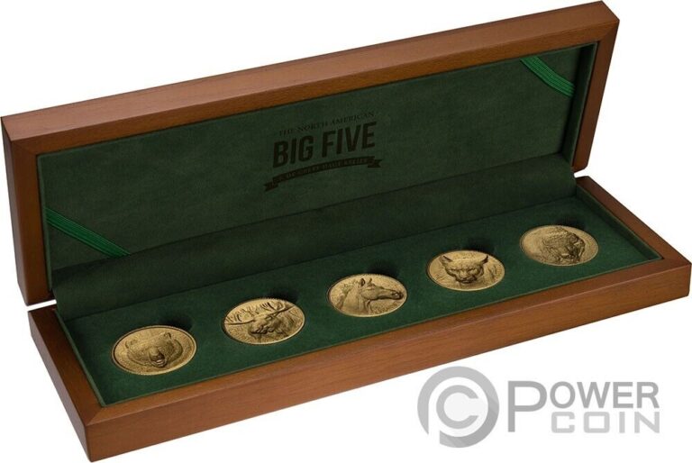 Read more about the article BIG FIVE NORTH AMERICA Set 5 Gold Coins 100 Francs Ivory Coast 2023