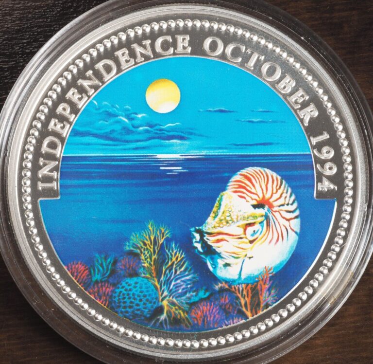 Read more about the article 1994  Palau (Republic). Colorized Proof Silver 20 Dollars 5 Oz Coin w.COA and Box!