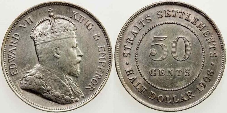 Read more about the article 1908 Silver Coin Fifty Cents Half Dollar Straits Settlements Malaya Edward VII