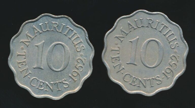 Read more about the article Mauritius 1952 and 1953 10 CENTS (2 coins) Copper-Nickel