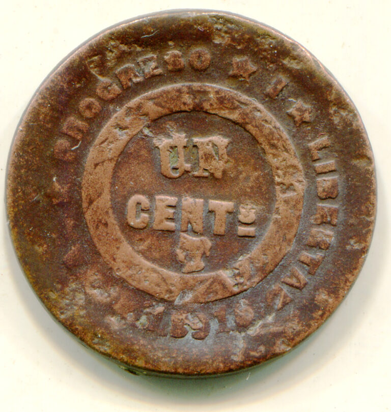 Read more about the article Honduras Un Centavo 1891 (10 centavo die) KM-61 very scarce   lotfeb3114