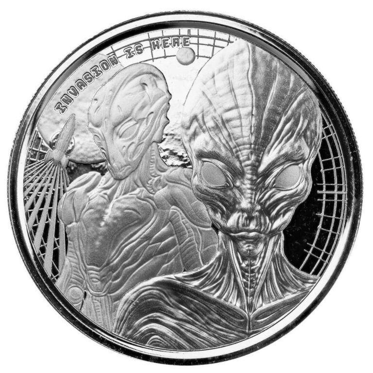 Read more about the article 2023 1 oz Silver Coin Ghana Alien .999 Silver Coin Proof-like BU #A596