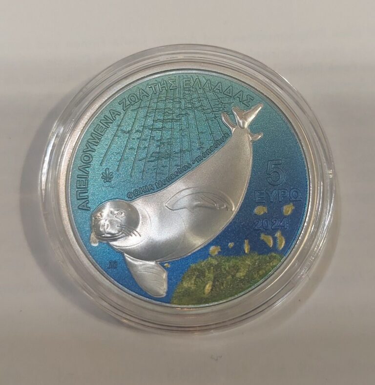 Read more about the article PRESALE! Greece  2024  5 € Coin  Silver  BU  Monk Seal!(Monachus) PRESALE !