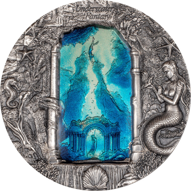 Read more about the article 2024 Palau Underwater Fantasy Mermaids 3oz Silver Antiqued Coin with Mintage 777