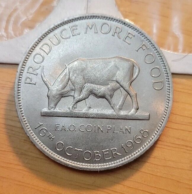 Read more about the article 1968 (BU) Uganda 5 Shillings FAO World Animal Coin–Cow