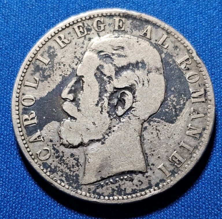 Read more about the article 1882 B Kingdom of Romania  Carol I. Beautiful Large Silver 5 Lei Coin.
