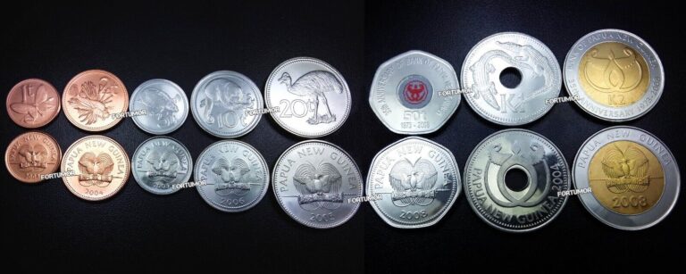 Read more about the article Papua New Guinea 8 Pcs Coin SET  UNC 1 2 5 10 20 50 TOEA 1 2 KINA 1996 2004 2008