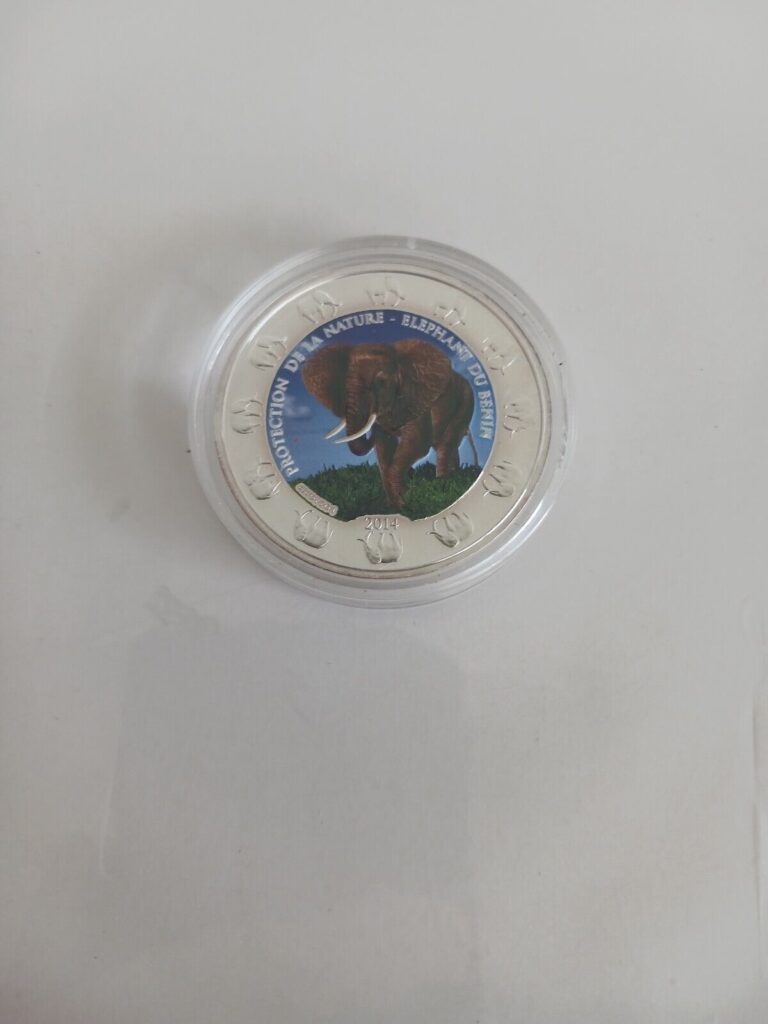 Read more about the article 2014 Benin Elephant Silver 1 Oz. Coin Colorized In Capsule BU.