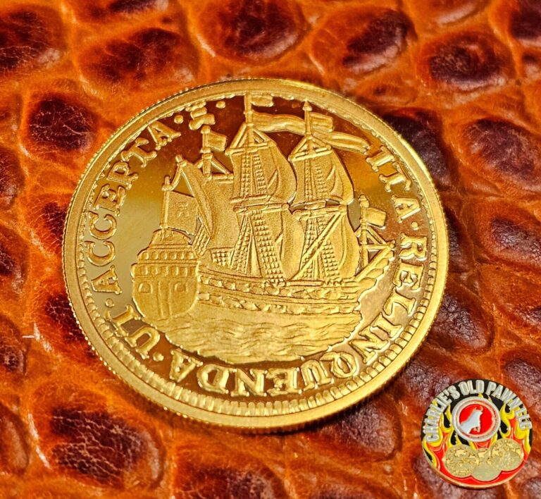 Read more about the article 2022 Netherlands 11.29 Gram Gold Proof Ship Shilling Ceramic Case Box and COA #11