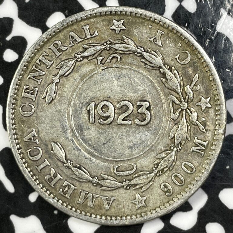 Read more about the article (1923) Costa Rica 1 Colon C/S On 1902 50 Centimos (18 Available) (1 Coin Only)