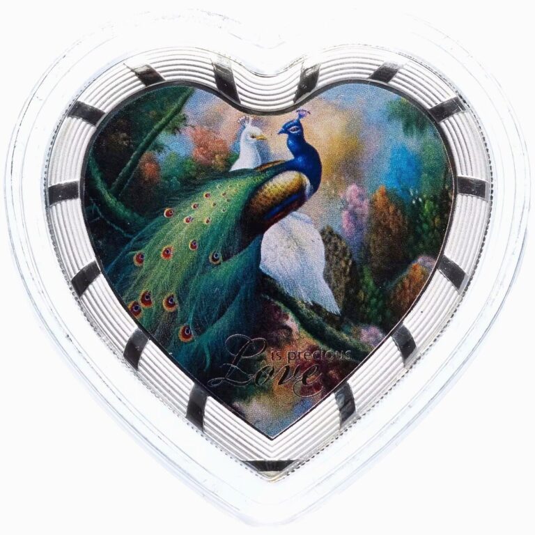 Read more about the article 2014 Tanzania Love Is Precious Silver Color Coin Romantic Heart Wedding Peacock