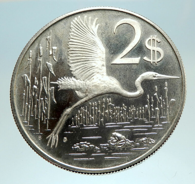 Read more about the article 1974 CAYMAN ISLANDS 4.0cm Proof Silver $2 Coin GREAT BLUE HERON BIRD i76790